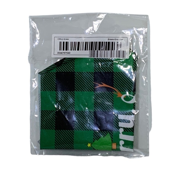 Christmas Dog Bandanna Tartan Plaid Merry Christmas Graphic Tie On Green 19" OS - Picture 7 of 13
